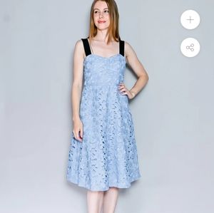 J. Crew Light Blue Midi Dress with Black Straps
